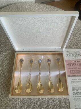 Gold-Tone Cloisonné Accent Spoon Set - (Set of 6) Souvenir from Kyoto